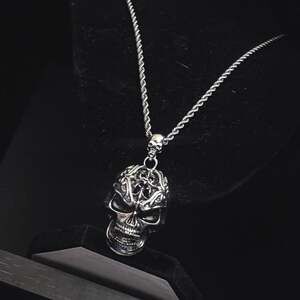 Insane Gothic Biker Stainless Steel Skull Pendant Necklace Y2K